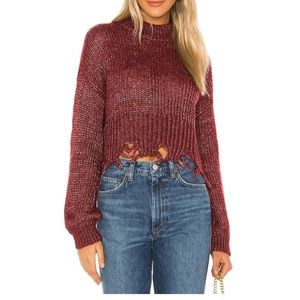 Lover + Friends burgendy crop sweater